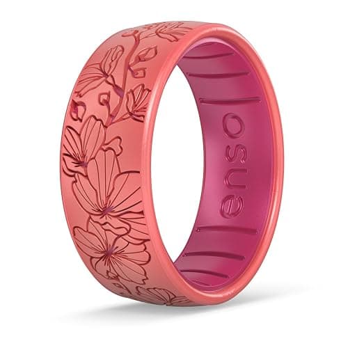 Enso Rings Etched Classic Silicone Rings - Etched Floral Collection - Comfortable and Flexible Design - Image 1