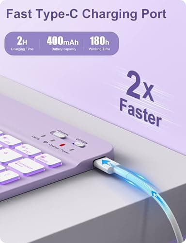 Hamile for iPad 9th Generation Case with Keyboard 10.2 Inch - Backlit Wireless Detachable Folio Keyboard Cover with Pencil Holder for iPad 8th Gen/7th Gen/iPad Pro 10.5"/iPad Air 3rd Gen (Purple) thumbnail 3
