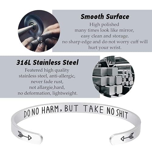 Fesciory Inspirational Bracelets for Women,Stainless Steel Engraved Personalized Positive Mantra Quote Keep Going Cuff Bangle College Graduation Christmas Gifts for Her thumbnail 3