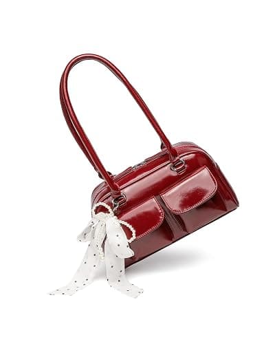 FTDENE Y2K Shoulder Purses for Women Trendy - PU Leather Retro Boston Handbag, Lightweight and Versatile for Work and Travel thumbnail 9