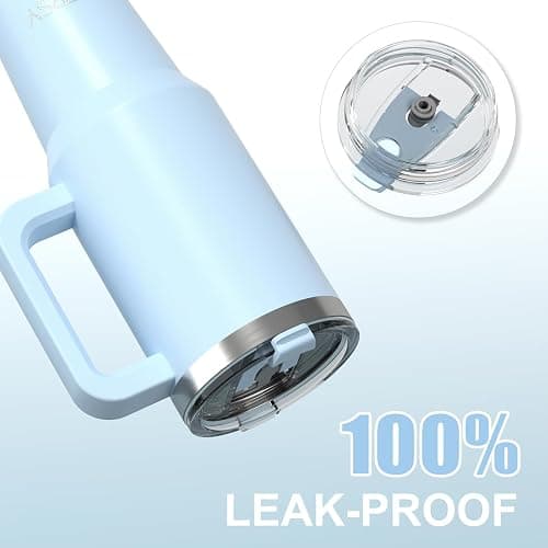40 oz Tumbler with Handle,Tumbler with Lid and Straw,Double Wall Insulated Cup Stainless Steel Travel Mug(Cold for 34 Hours),Water Bottle for Iced Tea,Coffee,Cold Beverages(Blue) thumbnail 7