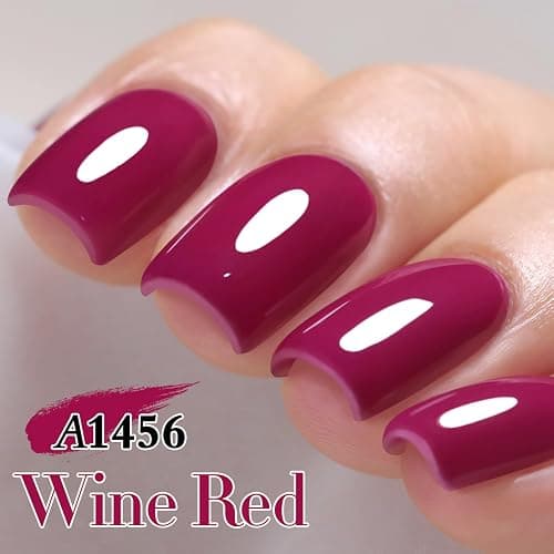 Double Rhythm 15ML Gel Polish Pure Sheer Same Color Same Bottle Soak Off Gel Polish Art Manicure Salon DIY at Home for Women (Wine Red-A1456) thumbnail 3