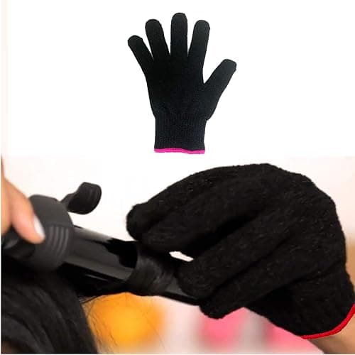 Lessmon Professional Heat Resistant Glove for Hair Styling Heat Blocking for Curling, Flat Iron and Curling Wand Suitable for Left and Right Hands, 1 Piece, Pink Edge thumbnail 2