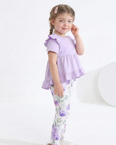 Weebaby Baby Girl Clothes Infant Toddler Girl Clothing Ruffle Shirt High Low Top Floral Allover Pant Little Girls Clothes thumbnail 3