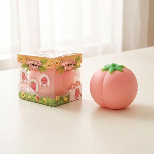 Squeezy Peach - 7.5 cm Ultra-Soft Slow Rising Jumbo Squishy Peach, Stress Relief Toy for Adults, Focus & Relaxation (Peach-1pc) thumbnail 2