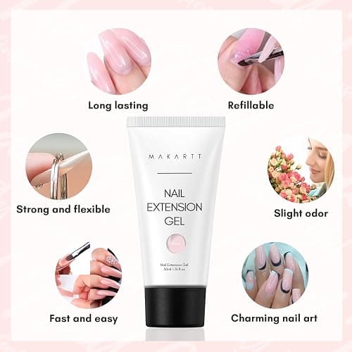 Makartt Poly Nail Gel 50ML Gel Builder for Nails,Light Nude Pink, Gel Nail Extension,Nail Strengthener Hard Gel Color Gel Multifunctional Long-Lasting and Easy to Use for DIY Salon Quality-Peach thumbnail 4