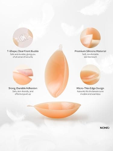 NONIO Adhesive Bra Strapless Sticky Invisible Push up Reusable Silicone The Best Off Backless Viscous for Women thumbnail 3