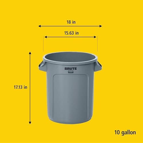 Rubbermaid Commercial Products BRUTE Heavy-Duty Round Trash/Garbage Can, 10-Gallon, White, Outdoor Waste Container for Landscapers/Construction/Restaurants/Back of House/Offices/Warehouses thumbnail 7