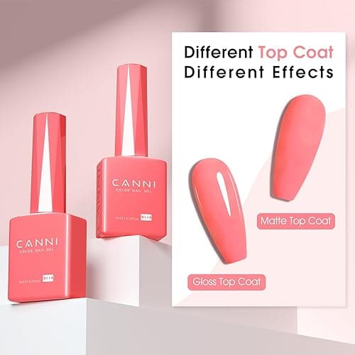 CANNI Pink Gel Nail Polish – 1pc 9ML Hot Grapefruit Pink Color, Soak Off UV LED Gel, High Gloss for French Manicure, DIY Nail Art & Salon Use thumbnail 7