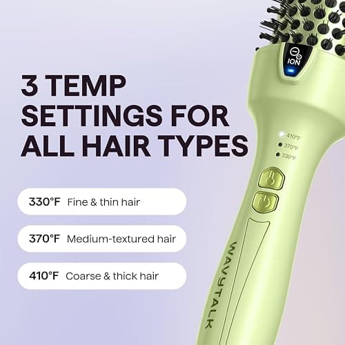 Wavytalk Thermal Brush Blowout Express 1.5" Ionic Heat Round Brush | Creates Smooth Shiny Blowout Look, Salon Blowouts, 3 Temp Settings Dual Voltage, Easy to Use Reduces Frizz, Green thumbnail 7