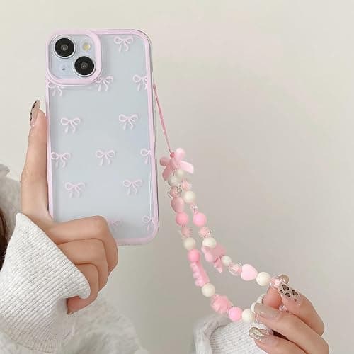 Ribbon Bowknot Case for iPhone SE 2022/2020,Pink Bows Phone Case for iPhone 8/7 Cute Bow Cases Clear Soft TPU Protective Cover for Women & Girls, (Pink,iPhone 7/8/SE) - Pink - iPhone 7/8/SE thumbnail 2