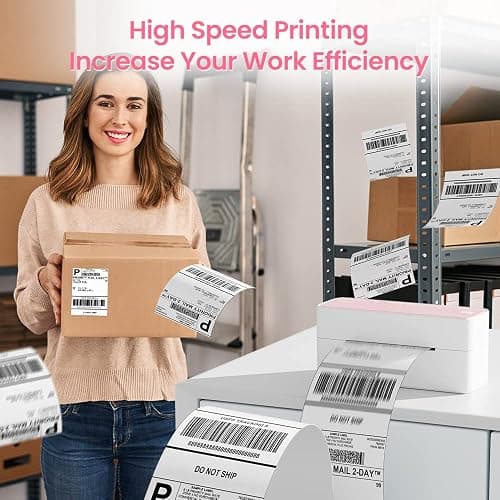 Phomemo Bluetooth Thermal Label Printer, 241BT 4X6 Wireless Shipping Label Printer for Small Business, Pink Labels Printers for Shipping Package, Compatible with iPhone, Android, Shopify, Amazon, USPS thumbnail 6