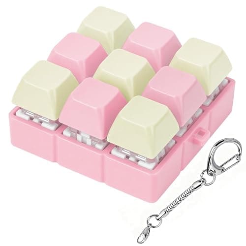 Axlksia Creamy Keyboard Fidget Toy, Fidget Clicker Keyboard Fidget Keychain, Button Fidget Gifts for Adults to Relieve Stress and Pass Time (9-in-1 E) - Image 1