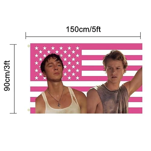 WENWELL JJ and Rafe USA Flag Tapestry - Funny Pink OuterBanks America Flag 3x5 Feet,Polyester Banner for College Dorm Room Bedroom Outdoor Parties Decor with Brass Grommets thumbnail 2