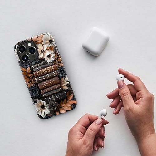 Case for iPhone 15 Pro,Vintage Books Dark Flowers Phone Case Slim Silicone Shockproof Cover for Girls Women（Glossy & Durable） thumbnail 6