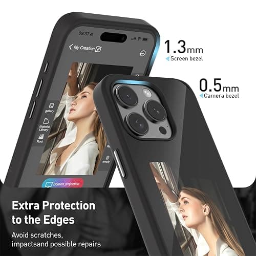 Phone Case for iPhone 16 Pro Max, 16 Pro, 16 Plus, 16, Smart Ink Screen Phone Case, NFC Memory Case for iPhone with Photo Screen, Funda Digital Inteligente (Black, for iPhone 16 pro max) thumbnail 5