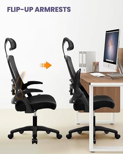 NEO Chair Ergonomic Adjustable Home Office Desk Chair High Back Computer Gaming Mesh Chair with Comfy Task Adjustable Arms Lumbar Neck Support Swivel for Home Office (Dark Black) thumbnail 6