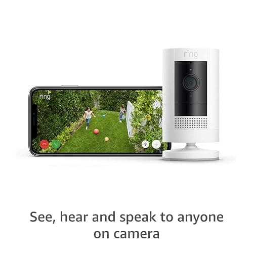Like-New Ring Stick Up Cam Battery HD security camera with custom privacy controls, Simple setup, Works with Alexa - White thumbnail 2