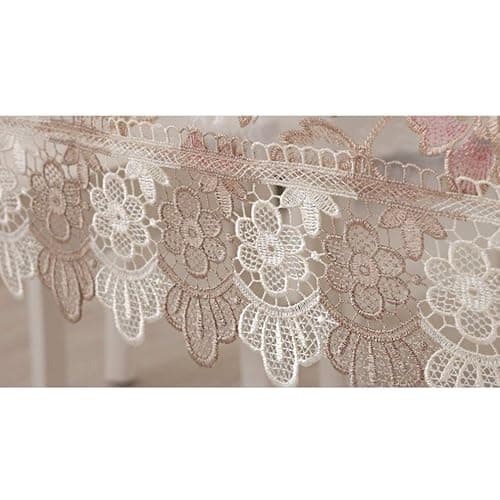 Lace Polyester Round Tablecloth Embroidery Round Table Cloths for Dining Kicthen Small Table(2 Seats), Round - 36", Beige thumbnail 3