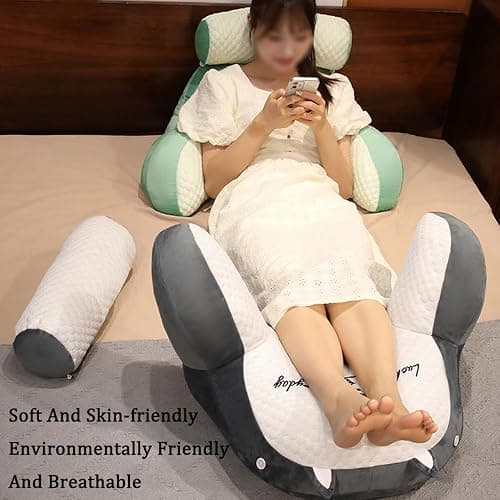 ANBTUKJ Cuddle Cushion for Adults Comfortable Reading Pillow with Arms Soft Bed Seat Gaming Pillow Detachable Back Support Cushion for Bed Sofa Chair,Lovely Dolphin-60×40×25cm thumbnail 2