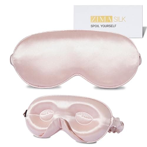 ZIMASILK Adjustable 22 Momme 100% Mulberry Silk Sleep Mask, Upgraded 3D Contoured Cup Eye Mask for Sleeping, Super Soft & Breathable Blindfold, Blackout for Deep Sleeping (Pink) - Image 1