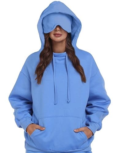 SeSe Code Hoodie with Eye Mask Travel Airplane Unisex Oversized Sweatshirt Sleep Pullover with Pocket Fleece Couples Hoodies - Image 1