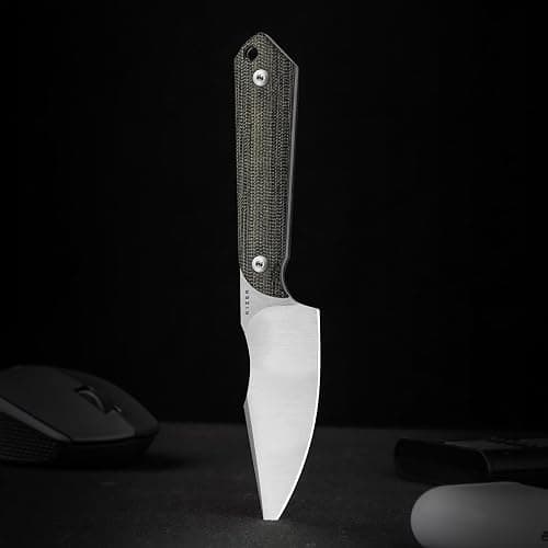 Kizer Mini Harpoon Fixed Blade Knife with Sheath, AEB-L Blade Hunting Knife with Micarta Handle, Camping Fixed Blade Small EDC knives for Hiking, Survival 1040SM2 thumbnail 7