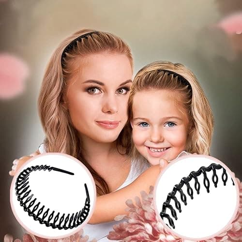 ULTIMUTE 8 PCS Fashion Effortless Plastic Headbands with Teeth Comb Black Skinny Headbands No Slip Hair Accessories Bands for Women Men Teen Girls, Leopard&Bright Black thumbnail 6
