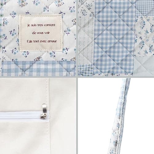 Floral Quilted Cotton Shoulder Bag for Women Daily Use Medium Size Handbag Large Capacity Thickened Design Tote thumbnail 6