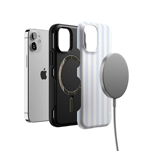 Casely iPhone 12 Mini Case | Blue Stripes | Sunday Best | Bold Protective Design | Compatible with MagSafe thumbnail 4
