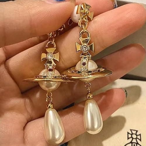 ZHOUMEIWENSP Silver Saturn NANA Earrings Planet Dangle Earrings Space Hypoallergenic Punk Earrings for Women thumbnail 5
