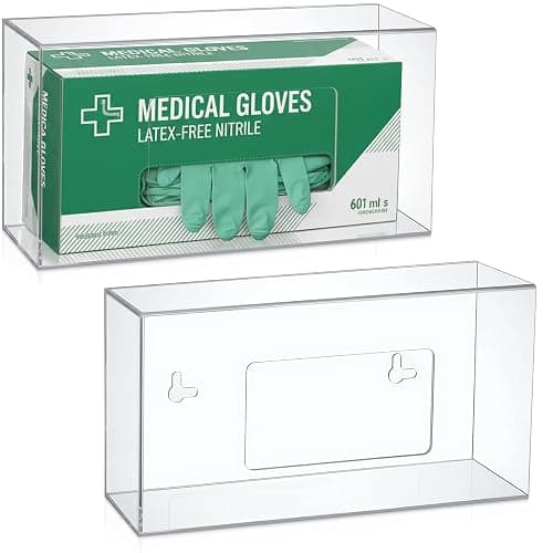 Thyle 2 Pcs Glove Box Holder Wall Mount Acrylic Dispenser Single Side Loaded Disposable Latex Rubber Glove Box for Kitchen, Office, Restaurant (Clear) - Image 1