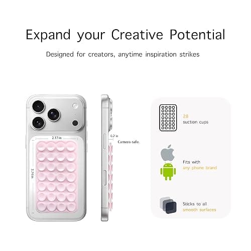 DreamsLink.LC Silicone Double-Sided Suction Cup Phone Case Detachable Mount, Fidget Sticky Phone Grip Hands-Free for Selfies & Videos, Trending TikTok Items Gift for Content Creator(White, Small) thumbnail 2