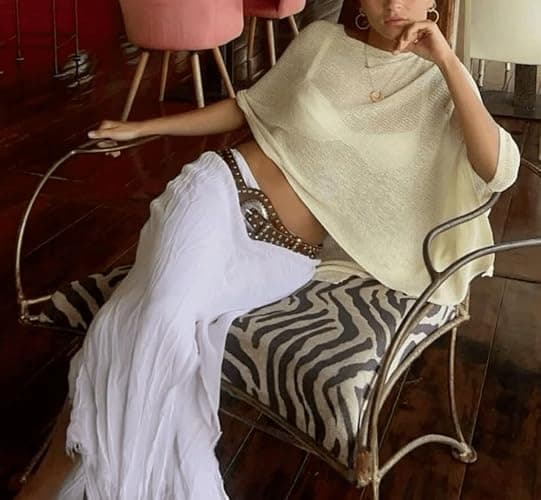 Women Sheer Poncho Top Lightweight Knit Crochet Shrug Bolero Mesh Batwing Sleeve Sweater Cover Up Beachwear thumbnail 2