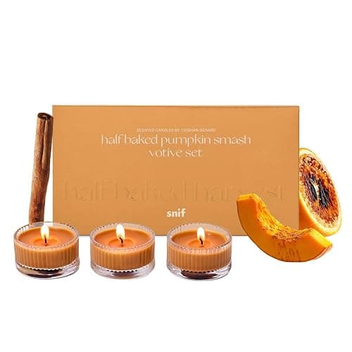 Half Baked Pumpkin Smash Scented Votive Candles by Snif, Fall Scent | Festive Fall Candle | 100% Cotton Fiber Wicks | Soy Wax Blend | Non-Toxic, Vegan - Image 1