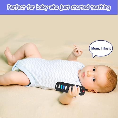 ROBBEAR Baby Teething Toys, Food Grade Silicone Teether for Babies 3 6 12 18 Months, TV Remote Shape Toddlers Chew Toys, Freezer BPA Free (Pink RC) thumbnail 4