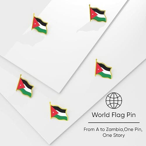 Jordanian Flag Lapel Pin - Enamel Metal National Badge | World Travel Souvenir Gifts for Men & Women | Country Flag Patriotic Brooch Bulk Pack of Pins for Hat, Tie, Clothes, Backpack (1pc) thumbnail 6