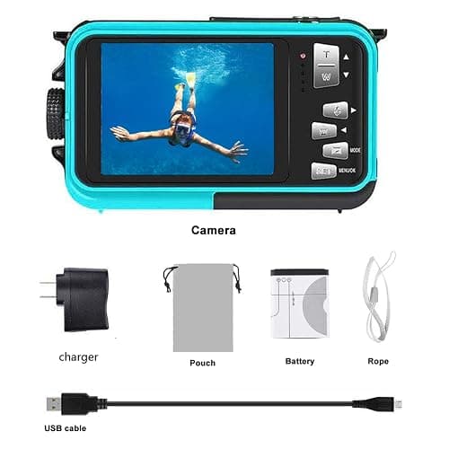 Waterproof Digital Camera Dual Screen 4K 48MP Underwater Camera with 32GB Card Waterproof Camera for Snorkeling (DV806) thumbnail 7