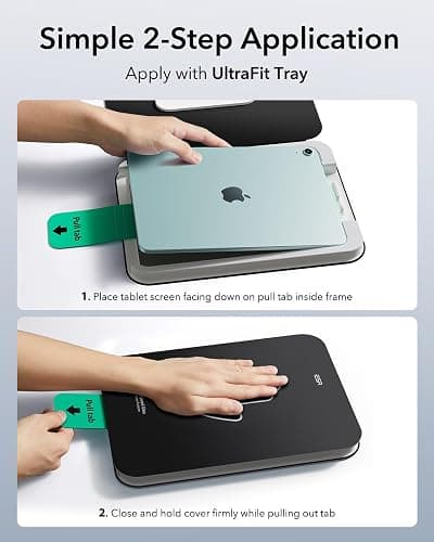 ESR 2 Pack Screen Protector for iPad Air 11 Inch M3/M2 2025/2024 (7th/6th Generation), 9H Tempered Glass Film with UltraFit Tray, Apple Pencil Support, Scratch Resistant, HD Clarity, Bubble Free thumbnail 4