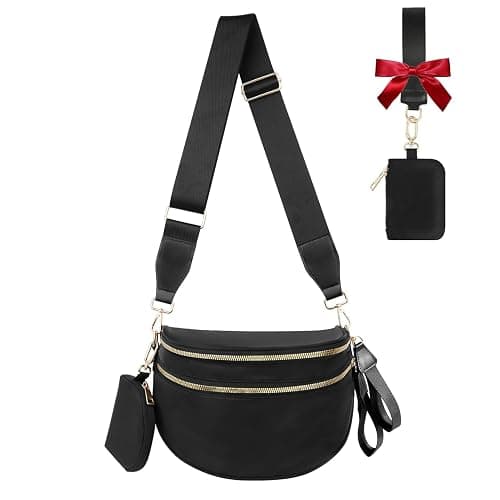 Bum Bag Crossbody Bags for Women Fashion Waist Packs Large Fanny Packs Belt Bag Checkered Purse Handbags Wallets Purses Trendy Shoulder Bag (Black-new, One Size) - Image 1