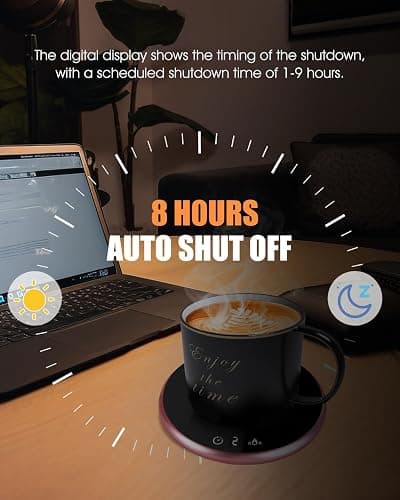 MQUPIN Mug Warmer for Desk Coffee Mug Warmer Auto Shut Off Cup Warmer for Coffee with 2 Temperature Settings(113°F/131°F), Mug Warmer for Tea, 9 Timer Settings Electric Beverage Warmer thumbnail 5