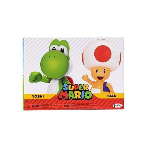 Super Mario Nintendo 4 Inch Action Figure 2-Pack: Yoshi & Toad with Accessories thumbnail 6