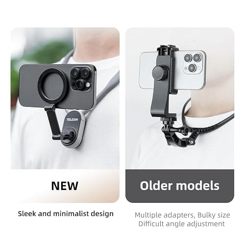 TELESIN Magnetic Neck Mount for Phones, Neck Cell Phone Holder POV/Vlog Selfie Mount Hand Free Phone Neck Holder Chest Stand Strap Video Recording for iPhone 17 16 15 14 13 12 Seires Android Phones thumbnail 3