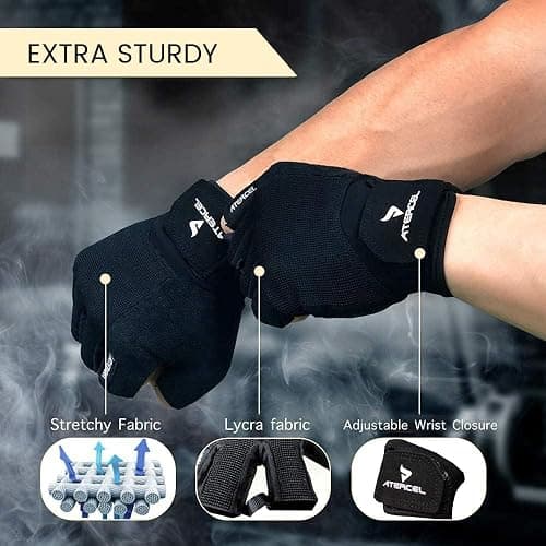 ATERCEL Workout Gloves for Men and Women, Exercise Gloves for Weight Lifting, Cycling, Gym, Training, Breathable and Snug fit thumbnail 4