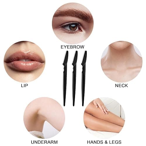 21 Pcs Eyebrow Razors, Face Razors Multipurpose, Exfoliating Dermaplaning Tools, Eyebrow Trimmers Shaver with Safety Cover, Facial Hair Removal for Women Men Body Use (Black) thumbnail 2