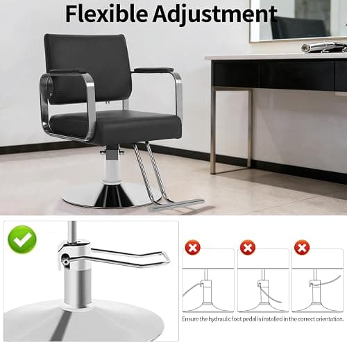 Pro Barber Salon Chair with Hydraulic Pump, 441lbs Heavy Duty Salon Chair Leather Seats Beauty Spa Hair Styling Chairs, 360° Rotatable Multi-Function Footrest for Hair Stylist Barbershop Black&Silver thumbnail 5