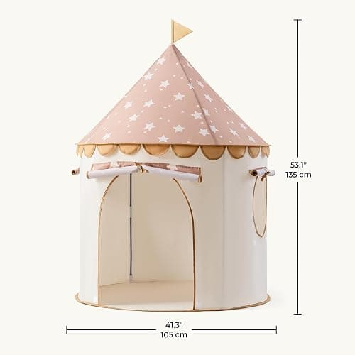 Tiny Land Kids Play Tent – Khaki Castle Tent for Kids Indoor, Neutral Toddler Tent for Girls & Boys, Portable Playhouse for Imaginative Play, Toys Gifts for 2 Year Old Girl & Boy thumbnail 3