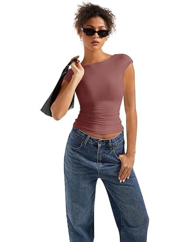 SUUKSESS Women Backless Sexy Going Out Tops Double Lined Open Back Y2k Basic Tee Shirts thumbnail 6