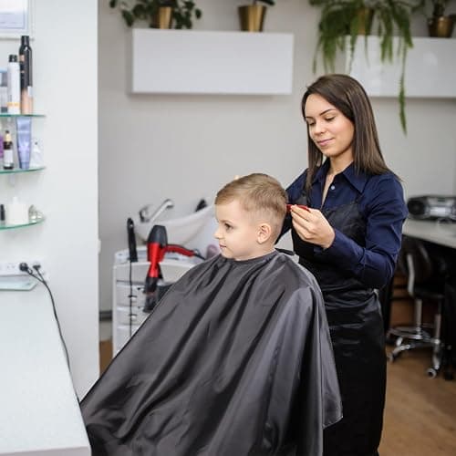 Omvoina Professional Hair Cutting Cape with Adjustable Snap Closure, Salon Barber Cape,Waterproof Hairdressing Salon Cape - 57" x 51"(Black) thumbnail 6
