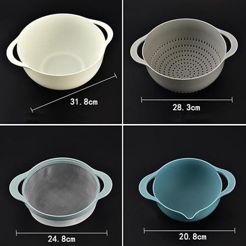 Mixing Bowls, Nesting Baking Bowls with Colander & Fine Mesh (Pebble-8PCS) | BPA-Free, Lightweight, Impact-Resistant, Rinse, Drain, Measure, Repeat, Colorful — Without the Risk. thumbnail 3